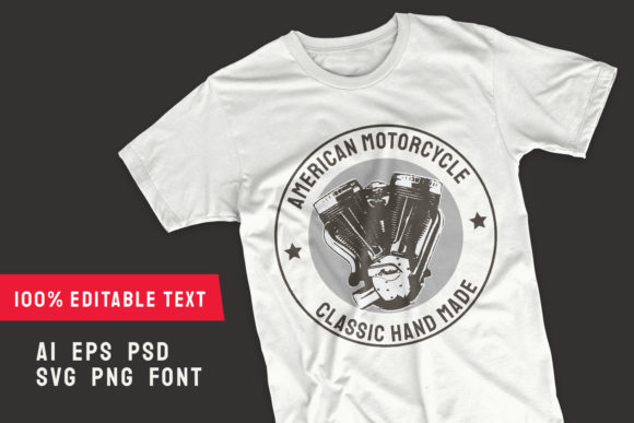 American Motorcycle T-shirt Template: Graphics for Bold Branding