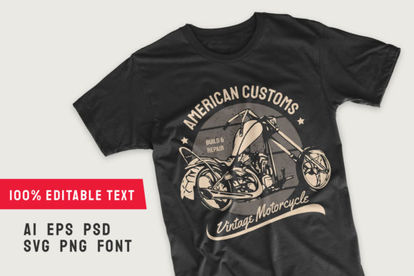 American Vintage Motorcycle T-shirt Graphics