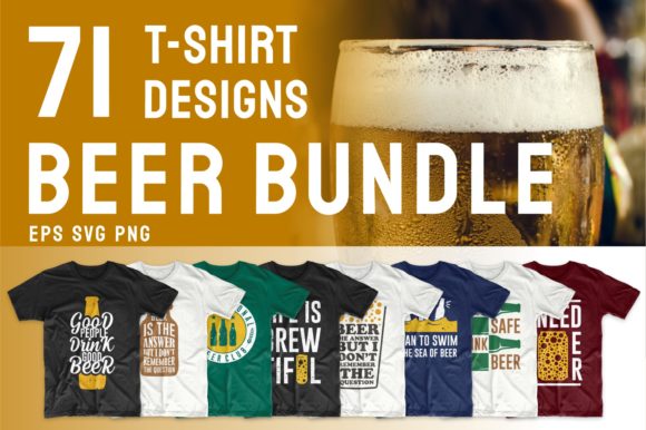 Beer Slogan T-shirt Designs Bundle: Graphics and Print Templates