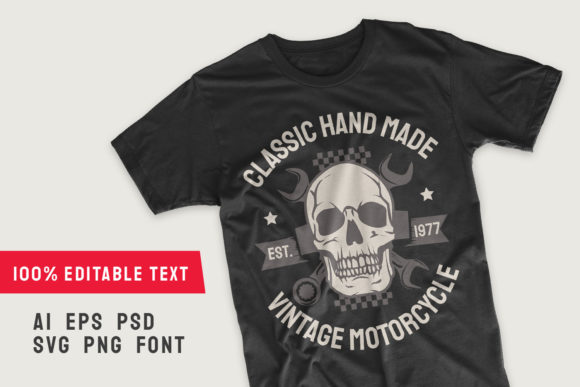 Classic Hand Made Motorcycle T-shirt Graphics