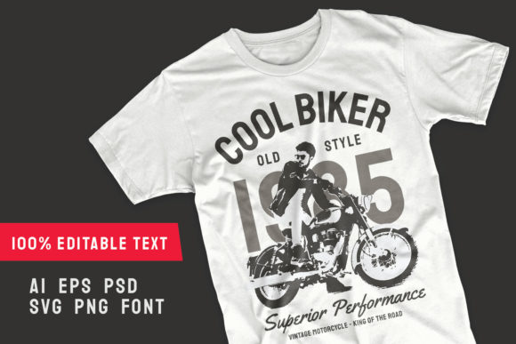 Cool Biker Vintage Motorcycle T-shirt Graphics