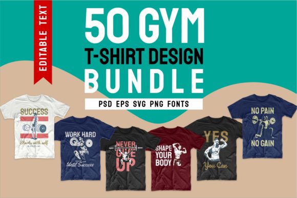 Gym Workout T-shirt Design Bundle