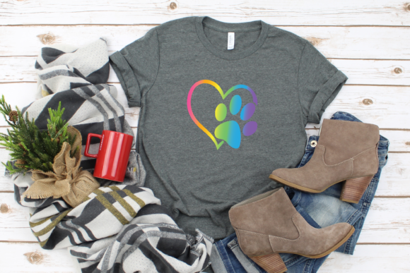 Heart Pet Paw Print SVG for T-Shirt Designs