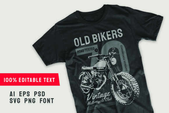 Old Bikers Vintage Motorcycle T-shirt Graphics