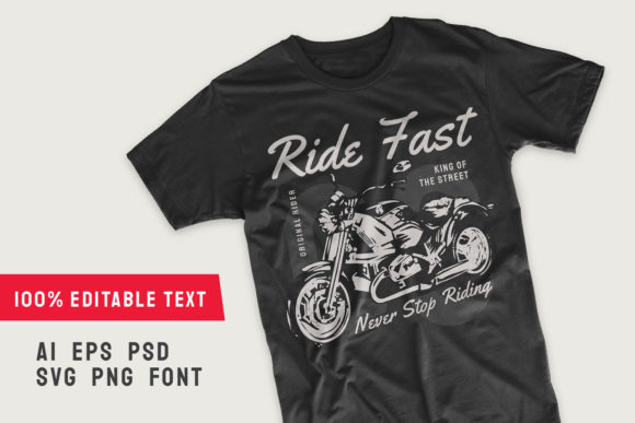 Ride Fast Vintage Motorcycle T-shirt Graphics