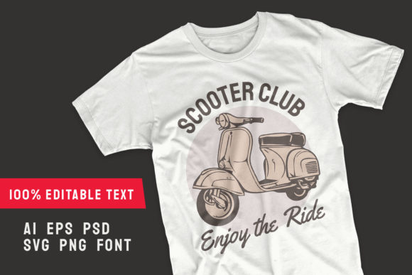 Scooter Vintage T-shirt Designs Template: Graphics & Illustrations