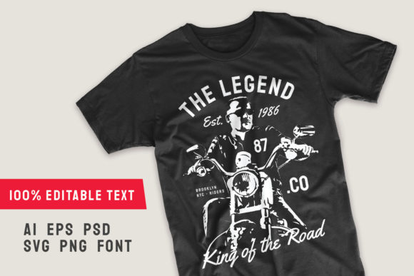 The Legend Editable Motorcycle T-shirt