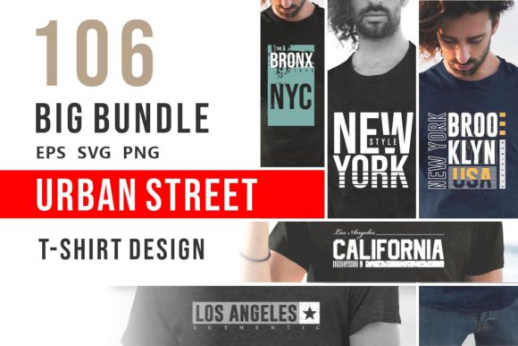 Urban Street T-shirt Design Bundle: Graphics & Print Templates